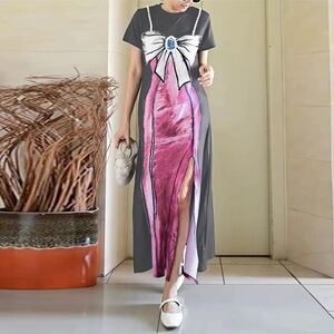 Elegant Pink and Gray Women's Skirt